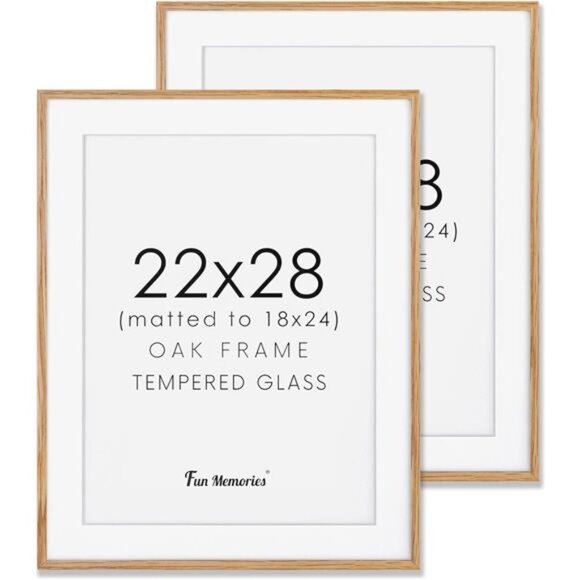 22x28 Picture Frame Natural Oak Wood 22 x 28 Poster Frames Set of 2 22x28